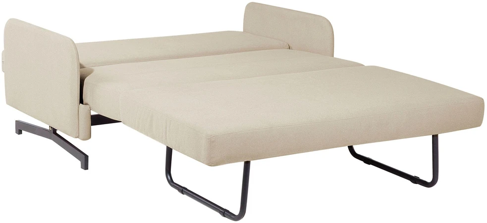 Beliani Dvivietė išskleidžiama sofa BELFAST smėlio spalvos