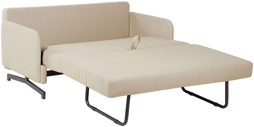 Beliani Dvivietė išskleidžiama sofa BELFAST smėlio spalvos