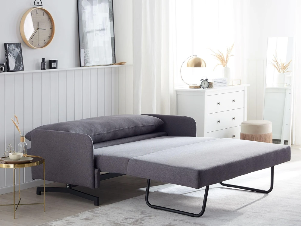 Beliani Dvivietė išskleidžiama sofa BELFAST pilka
