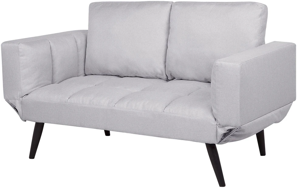 Beliani Dvivietė išskleidžiama sofa BREKKE šviesiai pilka