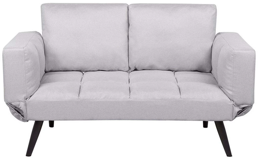 Beliani Dvivietė išskleidžiama sofa BREKKE šviesiai pilka