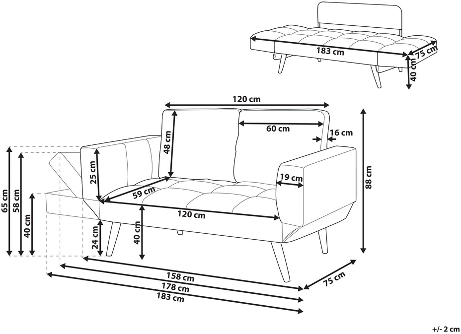 Beliani Dvivietė išskleidžiama sofa BREKKE tamsiai mėlyna