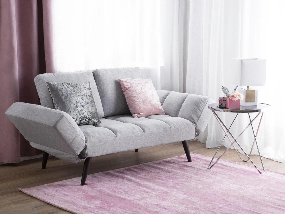 Beliani Dvivietė išskleidžiama sofa BREKKE šviesiai pilka