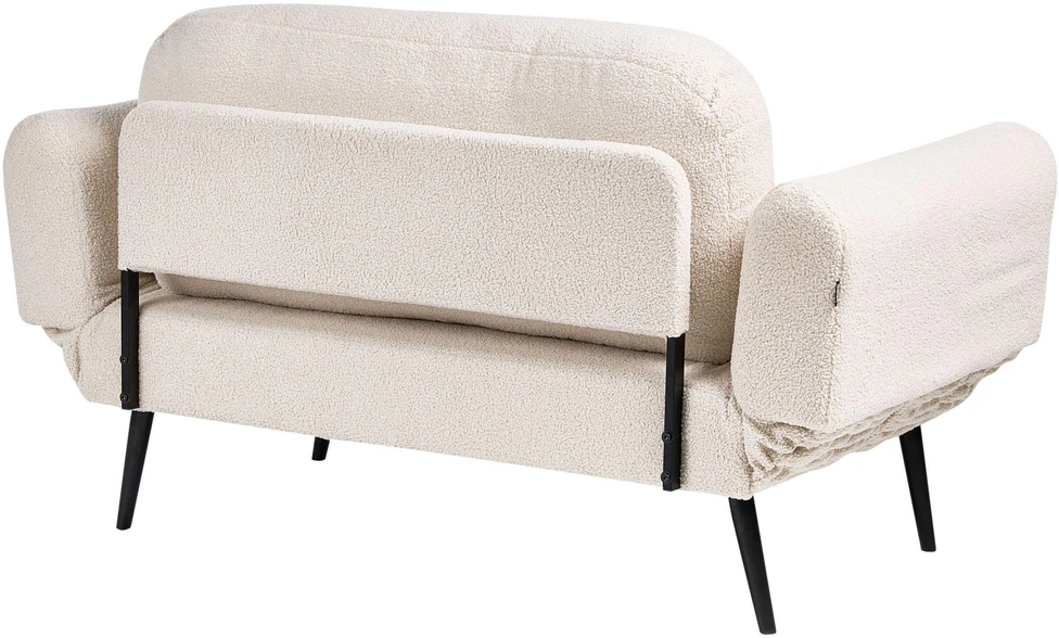 Beliani Dvivietė išskleidžiama sofa DOROTEA, balta boucle