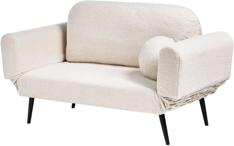 Beliani Dvivietė išskleidžiama sofa DOROTEA, balta boucle