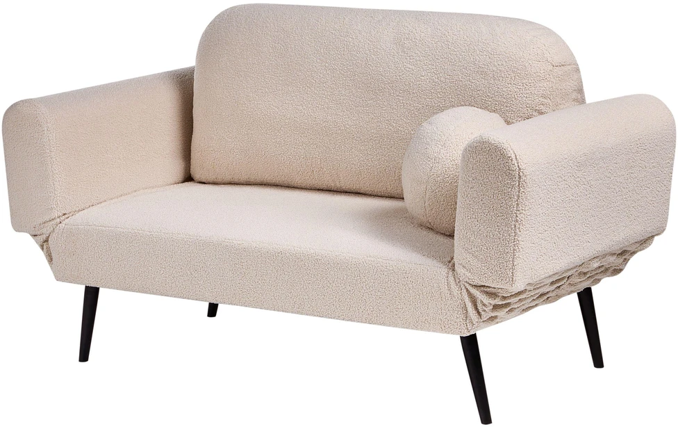 Beliani Dvivietė išskleidžiama sofa DOROTEA, Boucle, smėlio spalvos