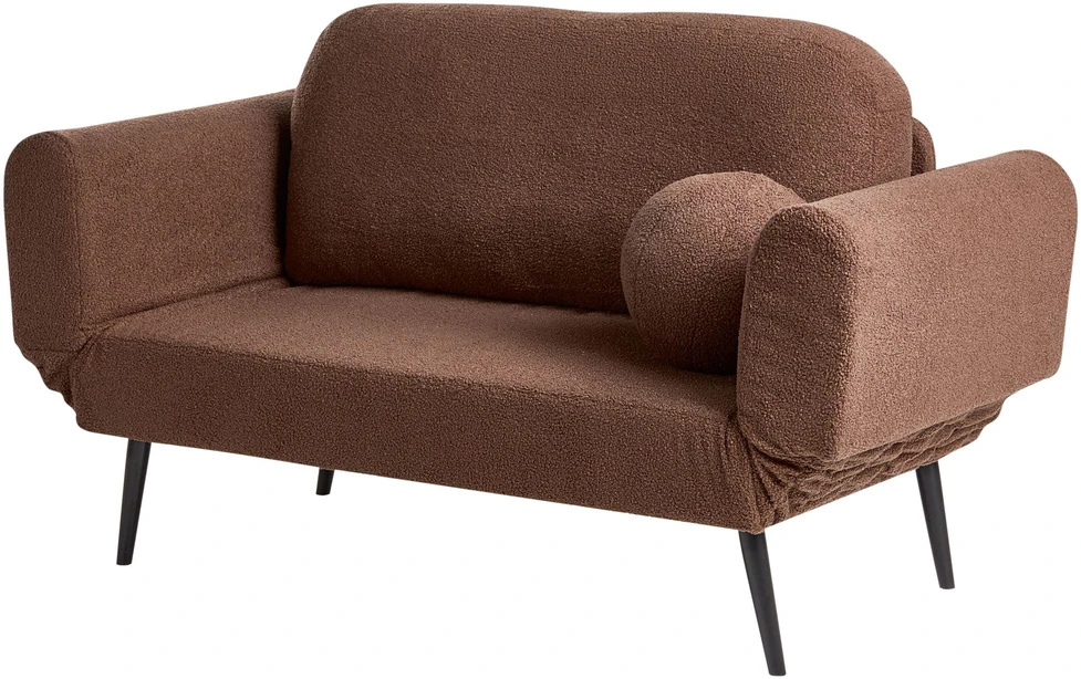 Beliani Dvivietė išskleidžiama sofa DOROTEA, Boucle, ruda