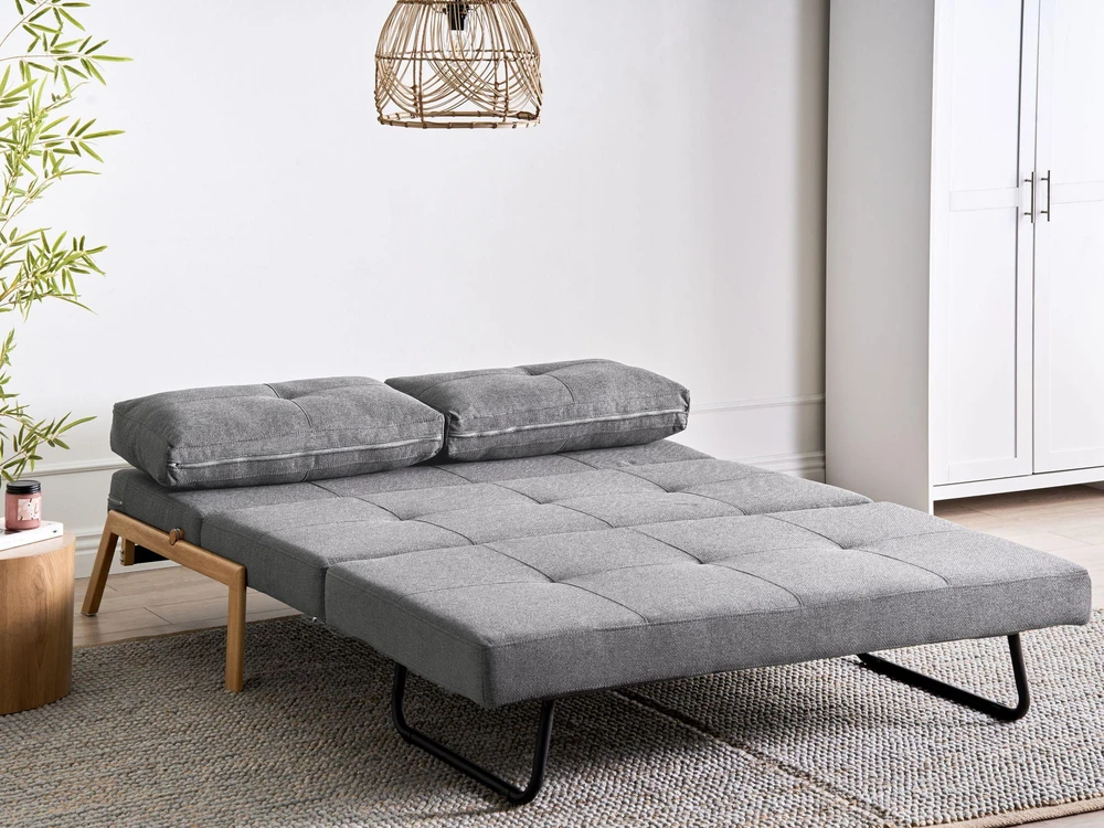 Beliani Dvivietė išskleidžiama sofa EDLAND, tamsiai pilka