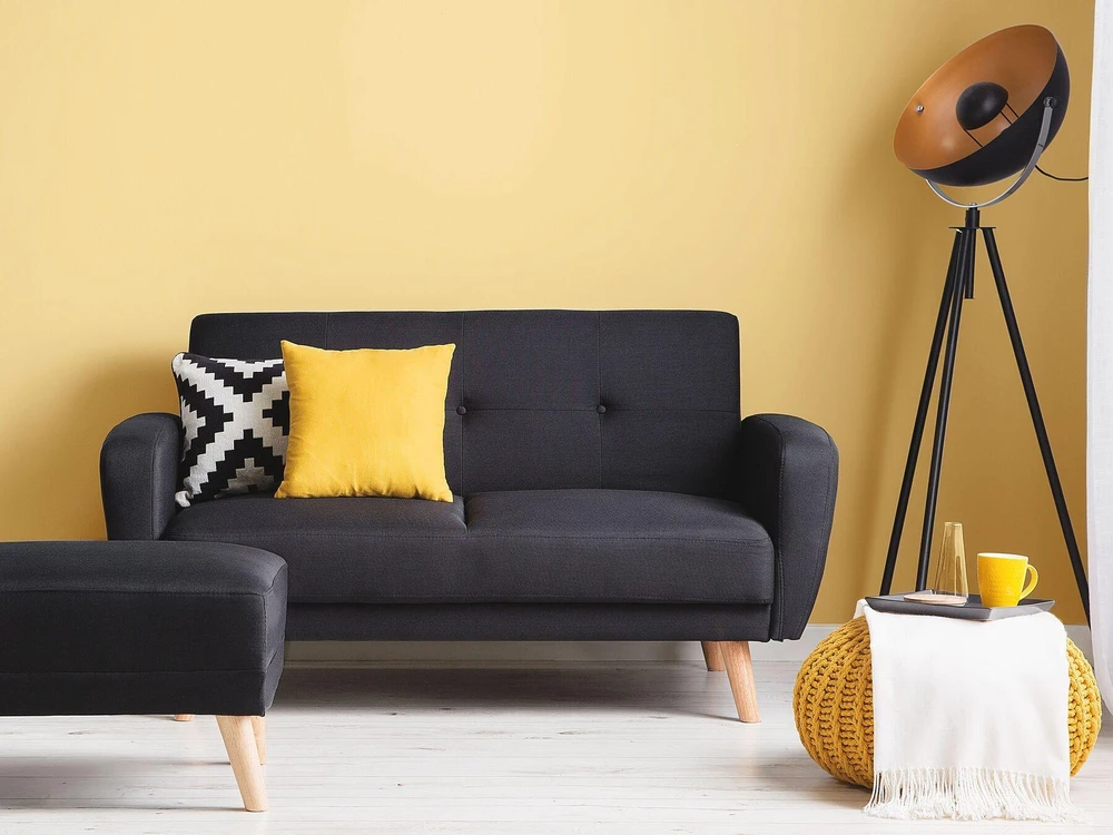 Beliani Dvivietė išskleidžiama sofa FLORLI Juoda