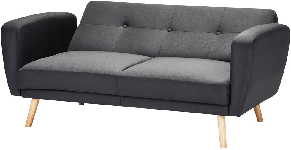 Beliani Dvivietė išskleidžiama sofa FLORLI Juoda