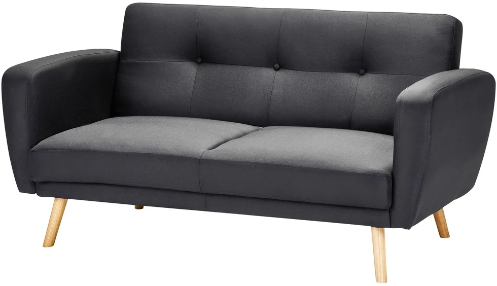 Beliani Dvivietė išskleidžiama sofa FLORLI Juoda