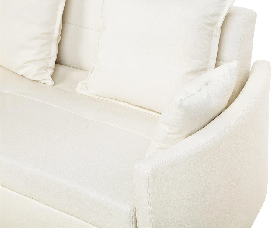 Beliani Dvivietė išskleidžiama sofa HOVIN šviesiai smėlio spalvos