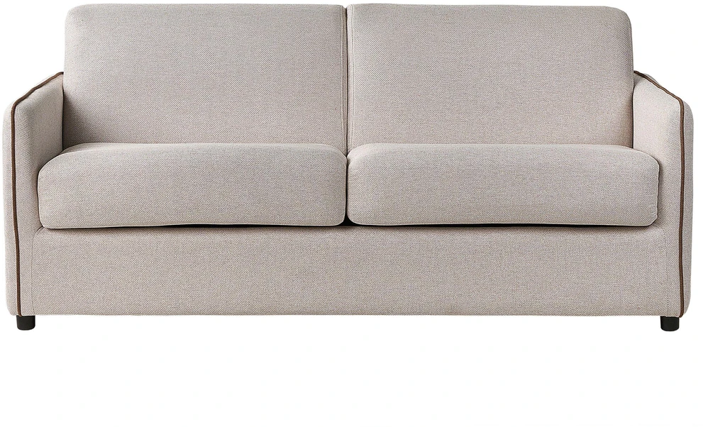 Beliani Dvivietė išskleidžiama sofa ISHOJ, šviesiai smėlio spalvos