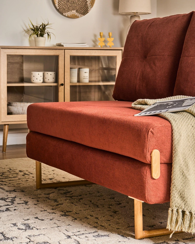 Beliani Dvivietė išskleidžiama sofa JERSLEV, raudona