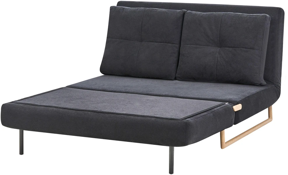 Beliani Dvivietė išskleidžiama sofa JERSLEV Juoda