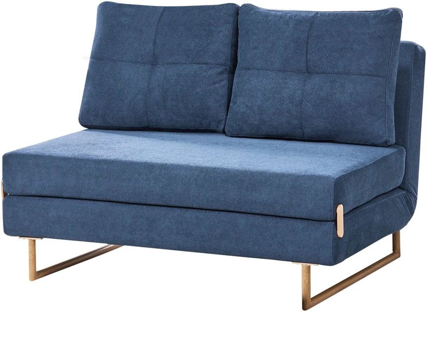 Beliani Dvivietė išskleidžiama sofa JERSLEV, mėlyna