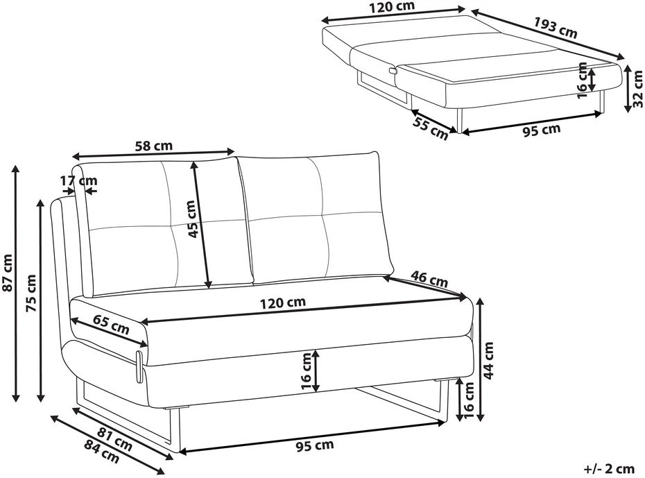 Beliani Dvivietė išskleidžiama sofa JERSLEV, raudona