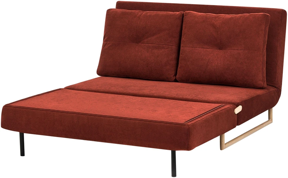 Beliani Dvivietė išskleidžiama sofa JERSLEV, raudona