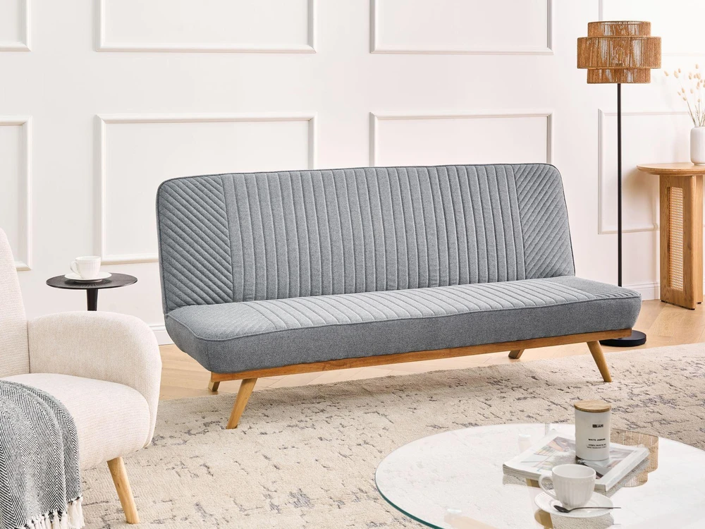 Beliani Dvivietė išskleidžiama sofa KALFAFEL, pilka