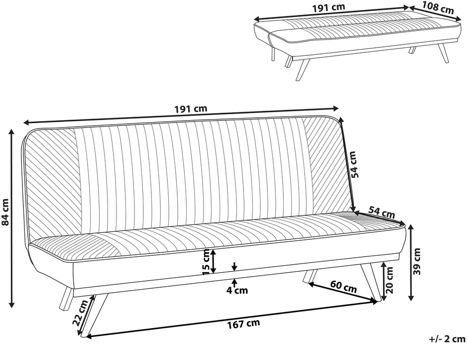 Beliani Dvivietė išskleidžiama sofa KALFAFEL, mėlyna