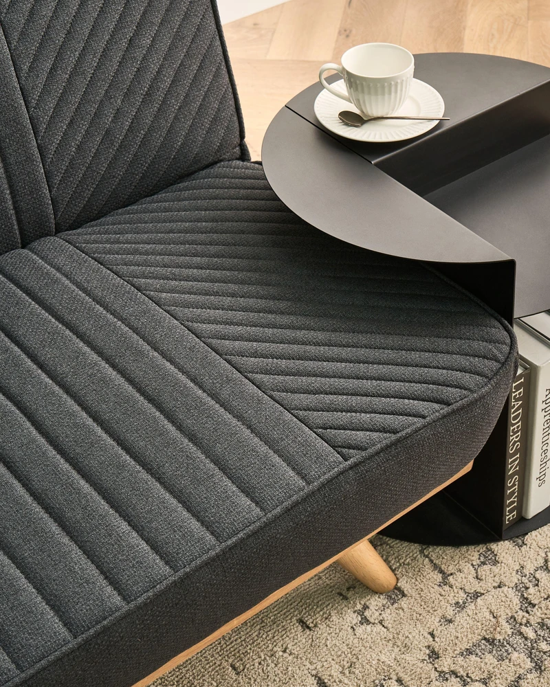 Beliani Dvivietė išskleidžiama sofa KALFAFEL, juoda