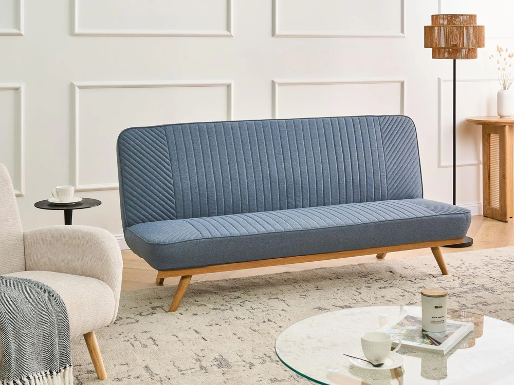 Beliani Dvivietė išskleidžiama sofa KALFAFEL, mėlyna
