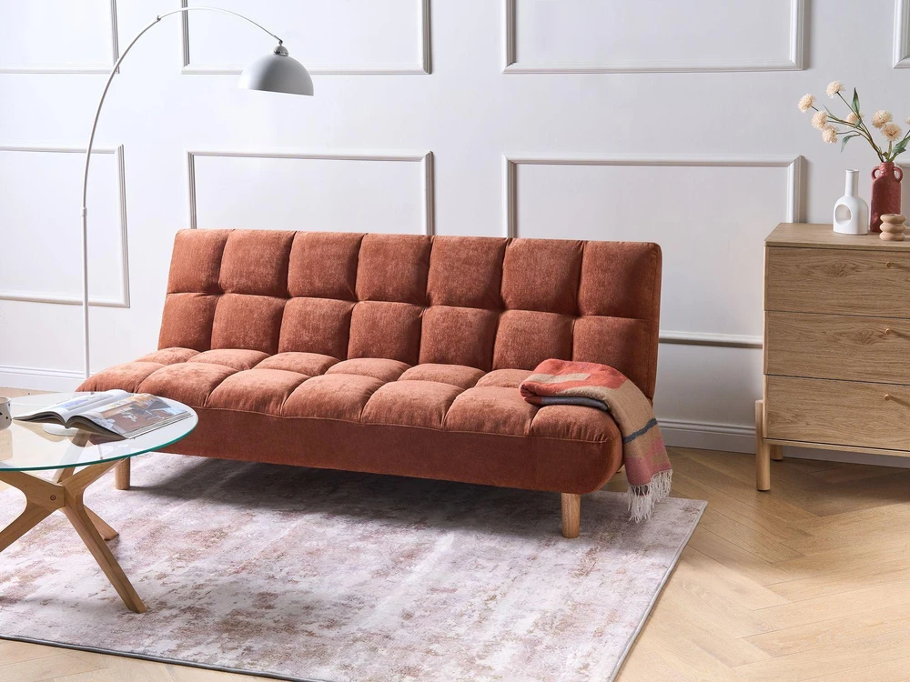 Beliani Dvivietė išskleidžiama sofa RISOR, auksinio rudo atspalvio
