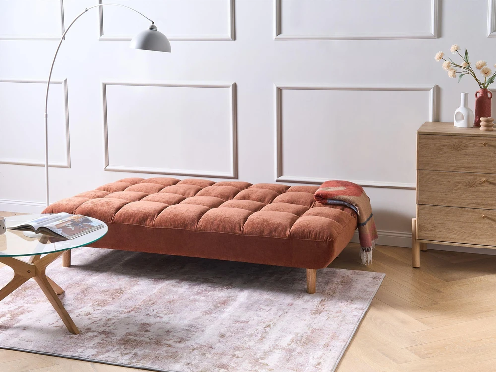 Beliani Dvivietė išskleidžiama sofa RISOR, auksinio rudo atspalvio