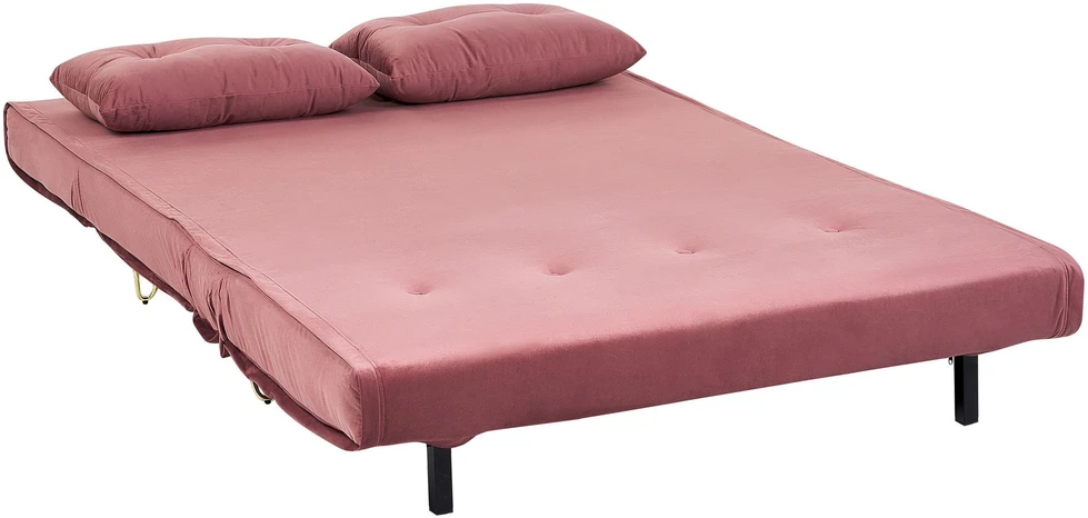 Beliani Dvivietė išskleidžiama sofa VESTFOLD, veliūrinė, rožinė