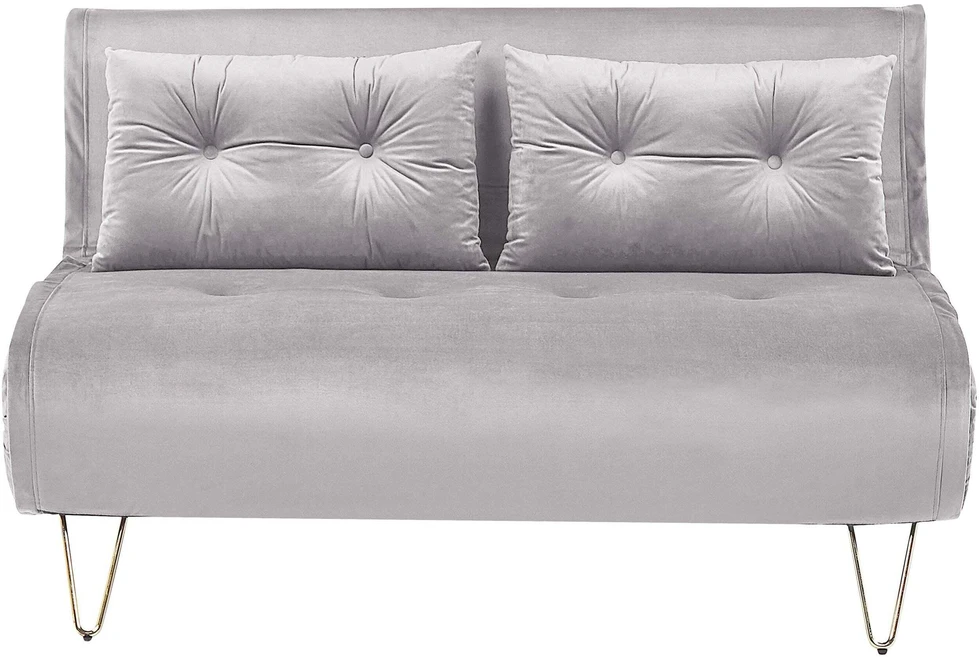 Beliani Dvivietė išskleidžiama sofa VESTFOLD, pilkas veliūras