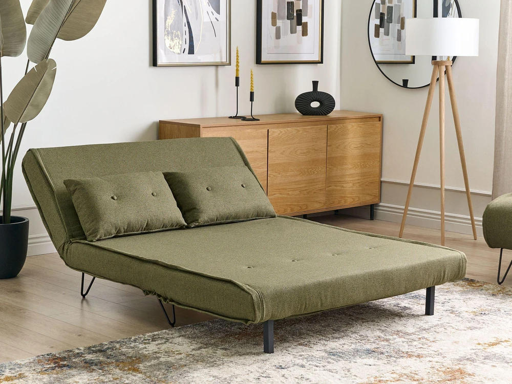 Beliani Dvivietė išskleidžiama sofa VESTFOLD, alyvuogių spalvos
