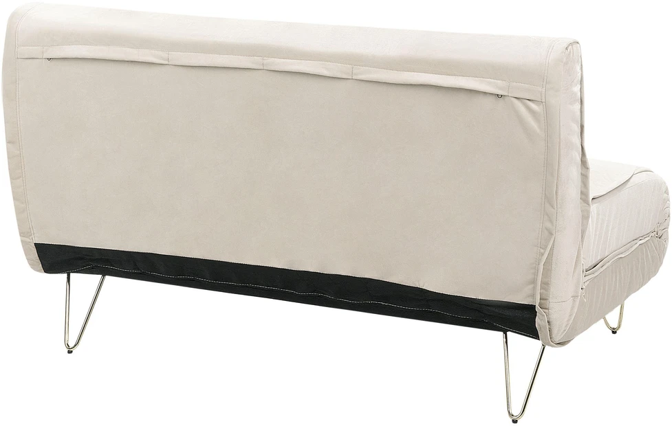 Beliani Dvivietė išskleidžiama sofa VESTFOLD, veliūrinė, smėlio spalvos