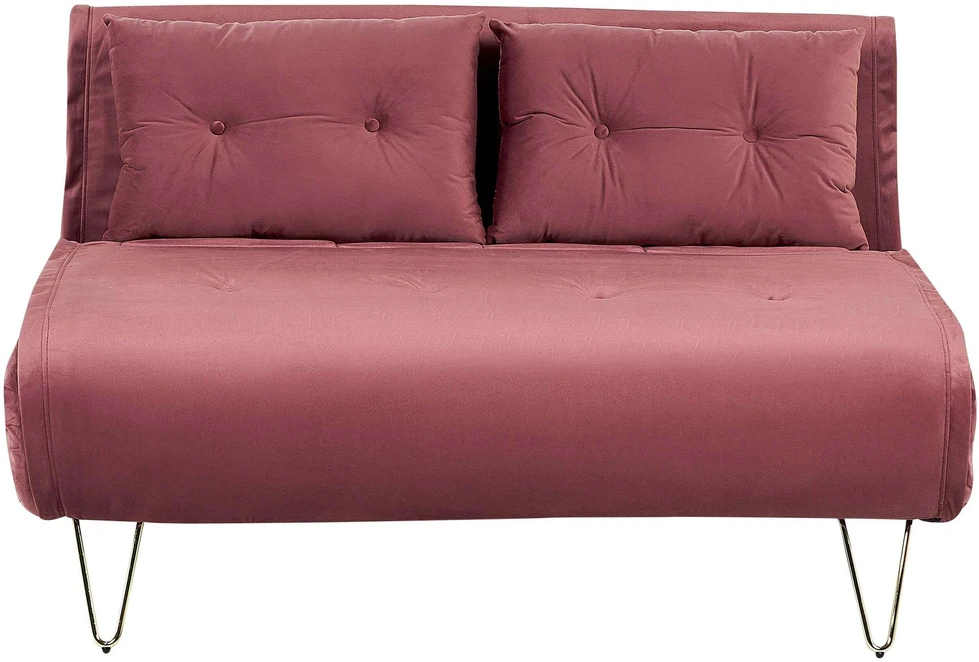 Beliani Dvivietė išskleidžiama sofa VESTFOLD, veliūrinė, rožinė