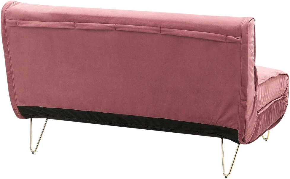 Beliani Dvivietė išskleidžiama sofa VESTFOLD, veliūrinė, rožinė