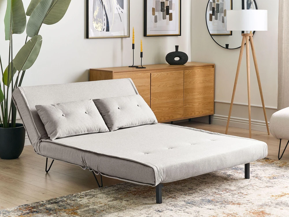Beliani Dvivietė išskleidžiama sofa VESTFOLD šviesiai pilka