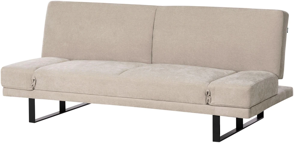 Beliani Dvivietė išskleidžiama sofa YORK, šenilas, šviesiai smėlio spalvos