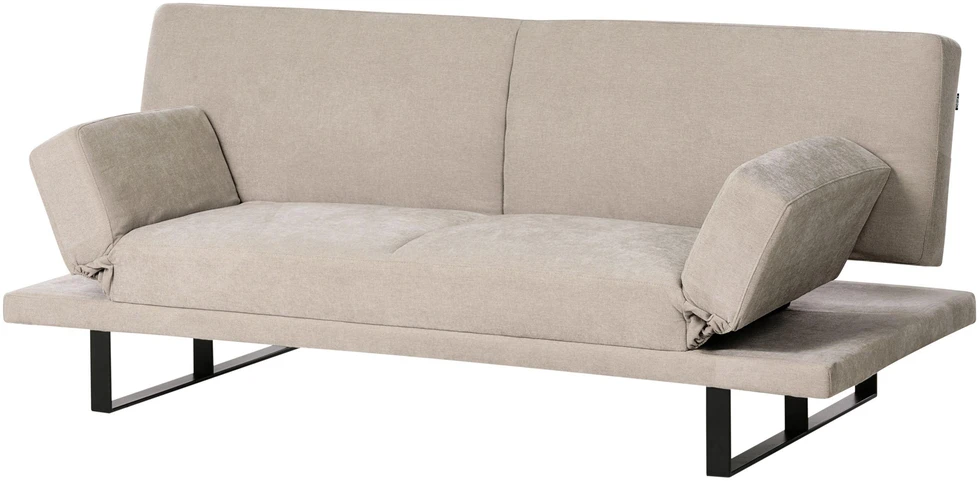 Beliani Dvivietė išskleidžiama sofa YORK, šenilas, šviesiai smėlio spalvos