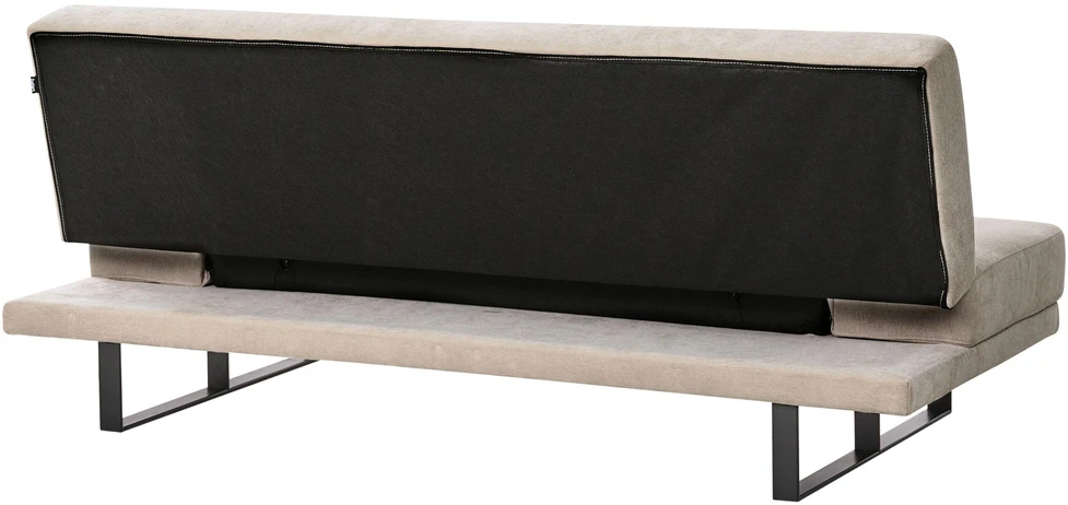 Beliani Dvivietė išskleidžiama sofa YORK, šenilas, šviesiai smėlio spalvos
