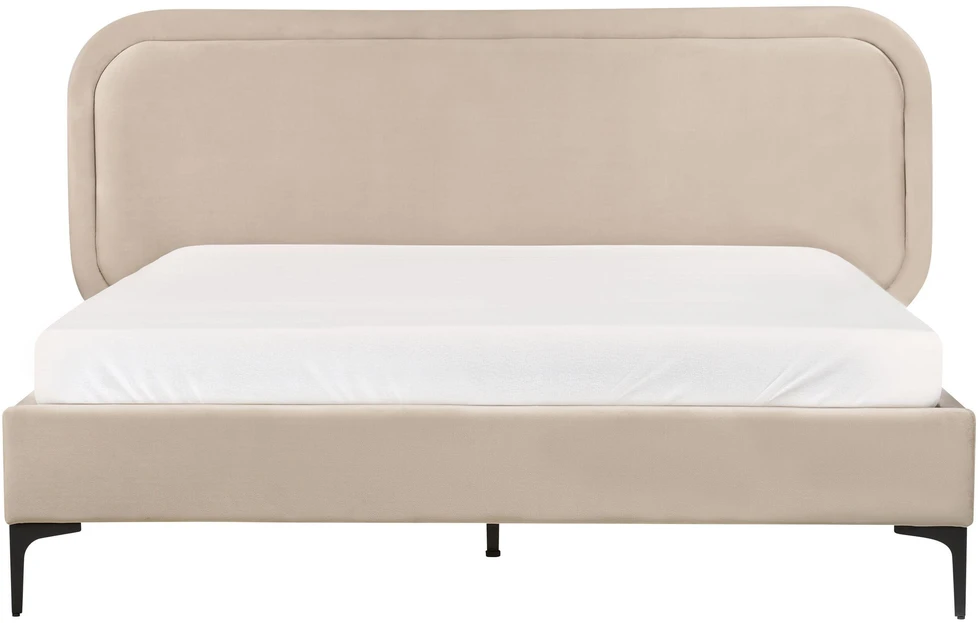 Beliani Dvivietė lova SUZETTE, 140 x 200 cm, smėlio spalvos veliūras