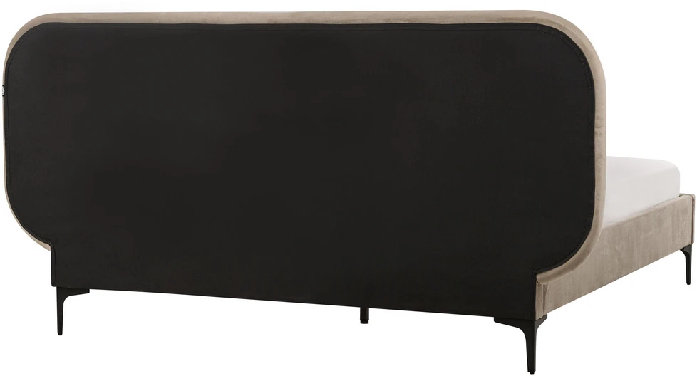 Beliani Dvivietė lova SUZETTE, 140 x 200 cm, smėlio spalvos veliūras