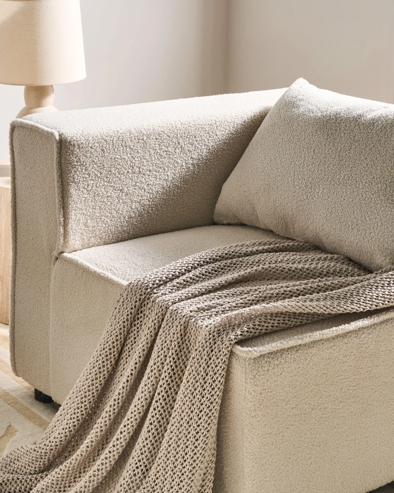 Beliani Dvivietė modulinė sofa AXEBO, kreminė balta, Boucle audinys