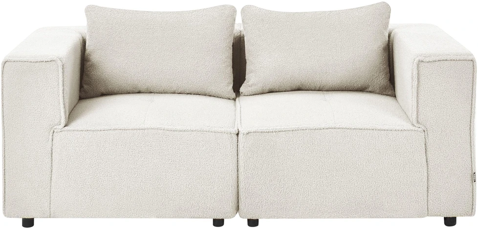 Beliani Dvivietė modulinė sofa AXEBO, kreminė balta, Boucle audinys