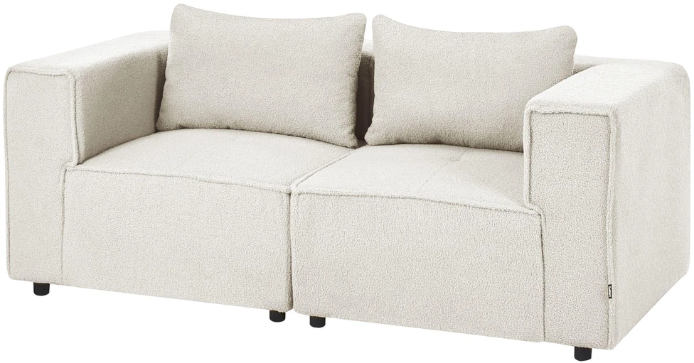 Beliani Dvivietė modulinė sofa AXEBO, kreminė balta, Boucle audinys