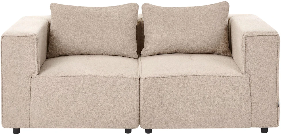 Beliani Dvivietė modulinė sofa AXEBO, smėlinės spalvos boucle audinys