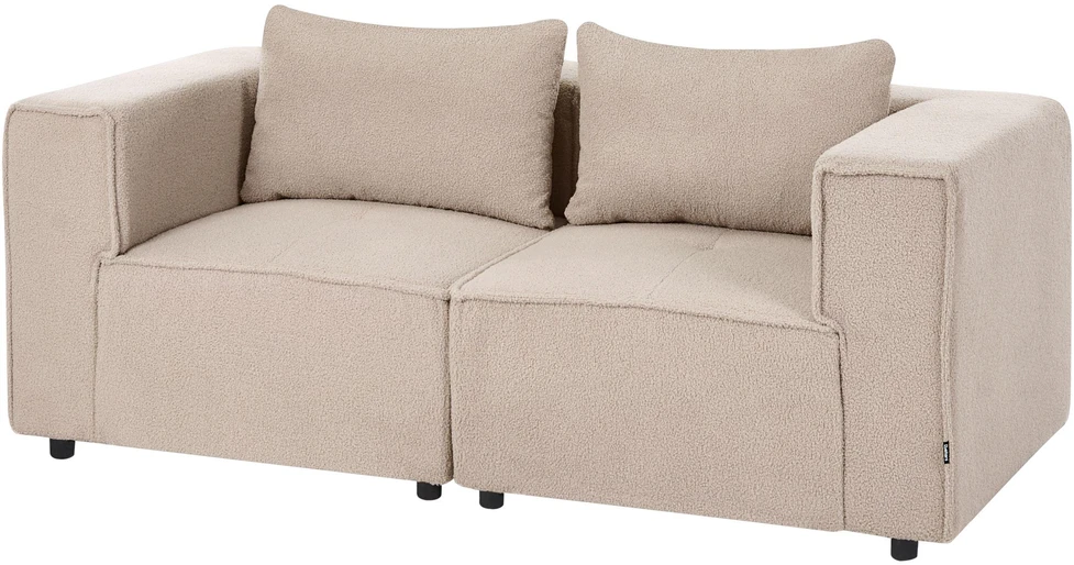 Beliani Dvivietė modulinė sofa AXEBO, smėlinės spalvos boucle audinys