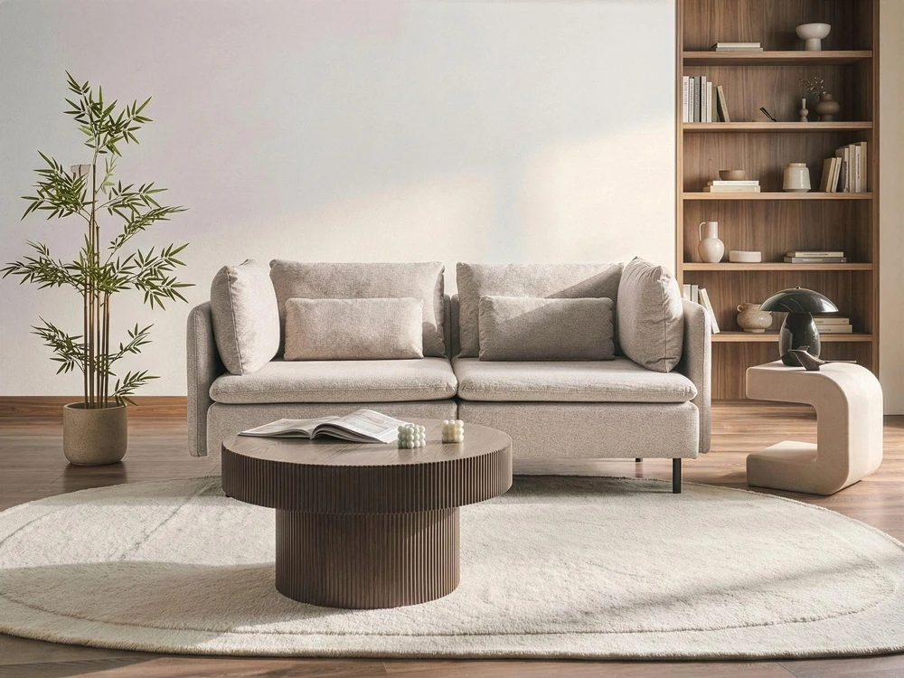 Beliani Dvivietė modulinė sofa EGERIS, smėlio spalvos