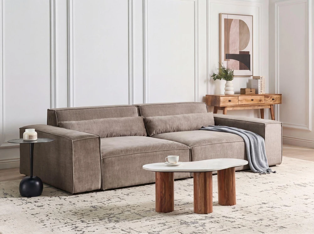 Beliani Dvivietė modulinė sofa HELLNAR, šviesiai ruda