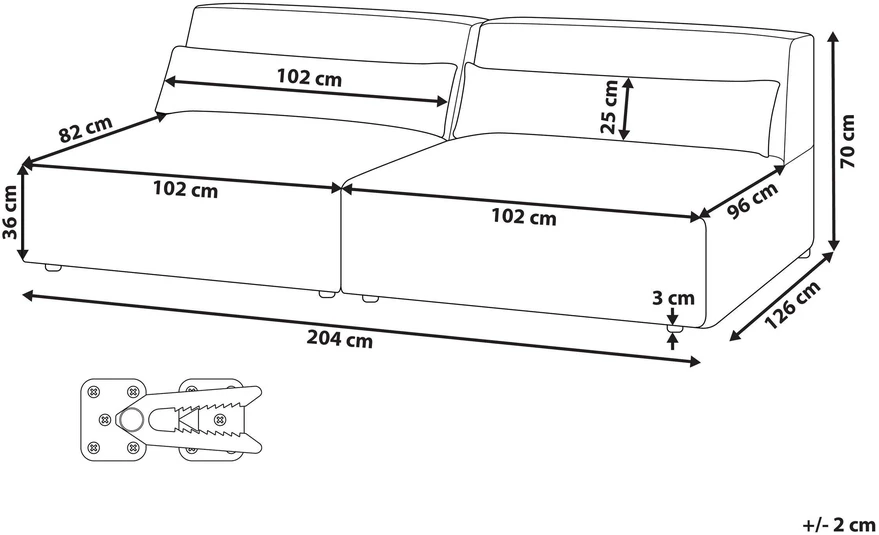 Beliani Dvivietė modulinė sofa HELLNAR, pilka