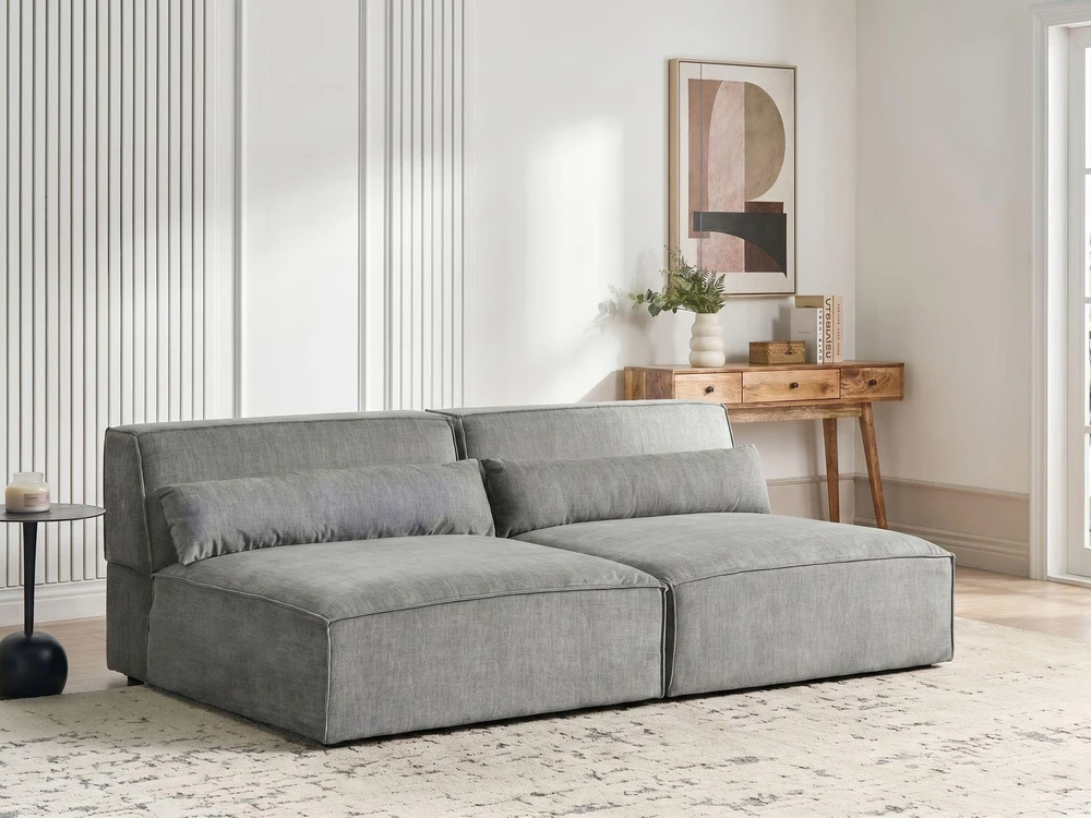 Beliani Dvivietė modulinė sofa HELLNAR, pilka