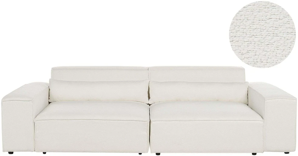 Beliani Dvivietė modulinė sofa HELLNAR, kreminė balta, Boucle